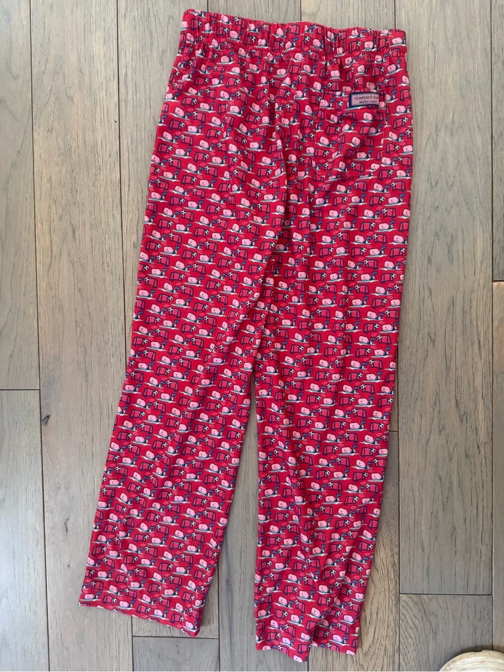 Kids vineyard vines Red Pajama Pants - rare soccer Printed Sleepwear medium